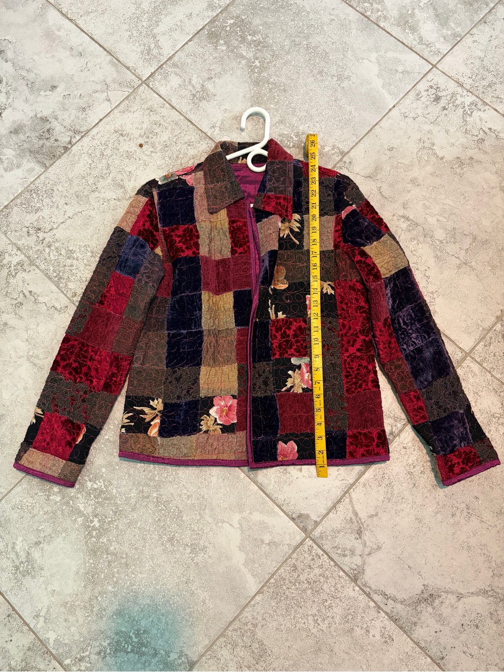 Women’s Patchwork Floral Quilted Jacket - Burgundy Multi